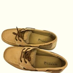 Sperry Top-Sider Boys Boat Shoes Tan Leather Kid's Loafers Size 4M